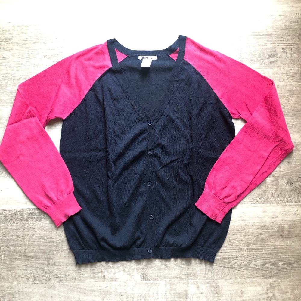 Mak navy blue and pink light cardigan size L